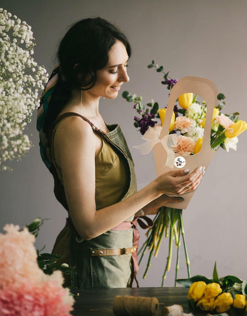 Load image into Gallery viewer, DIBALIYI 25 Pcs Kraft Paper Flower Gift Bags with Handle Brown Floral
