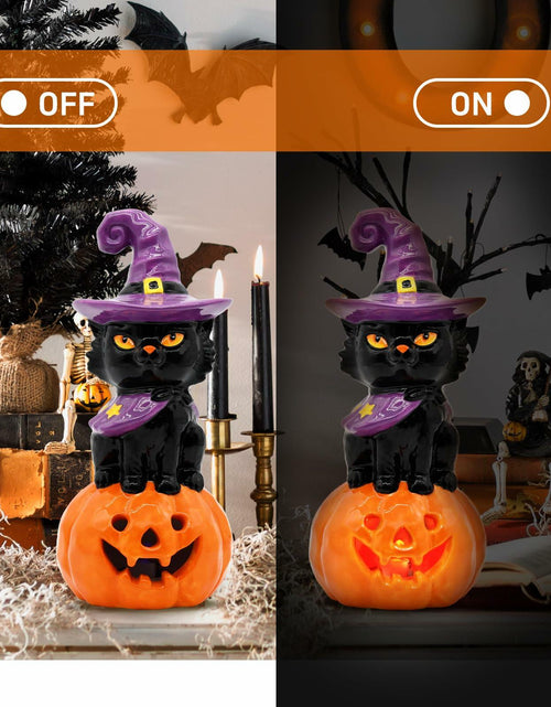 Load image into Gallery viewer, nuvagiki Light Up Black Cat Christmas Decor 8.2in Ceramic Indoor
