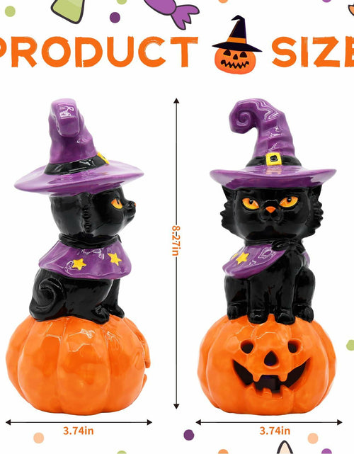 Load image into Gallery viewer, nuvagiki Light Up Black Cat Christmas Decor 8.2in Ceramic Indoor
