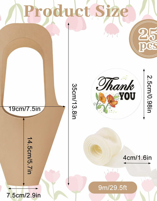 Load image into Gallery viewer, DIBALIYI 25 Pcs Kraft Paper Flower Gift Bags with Handle Brown Floral

