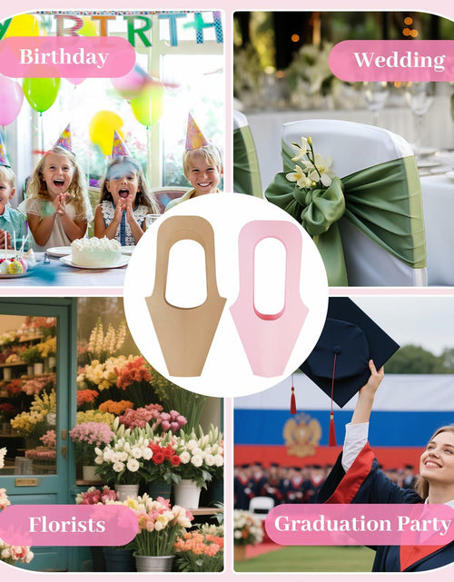 Load image into Gallery viewer, DIBALIYI 25 Pcs Kraft Paper Flower Gift Bags with Handle Brown Floral
