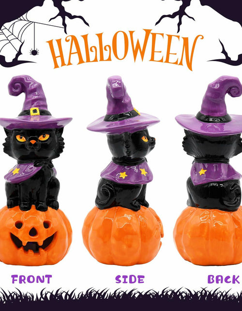 Load image into Gallery viewer, nuvagiki Light Up Black Cat Christmas Decor 8.2in Ceramic Indoor
