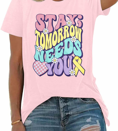 Mental Health Matters Shirt Women Suicide Awareness Tee Light Pink