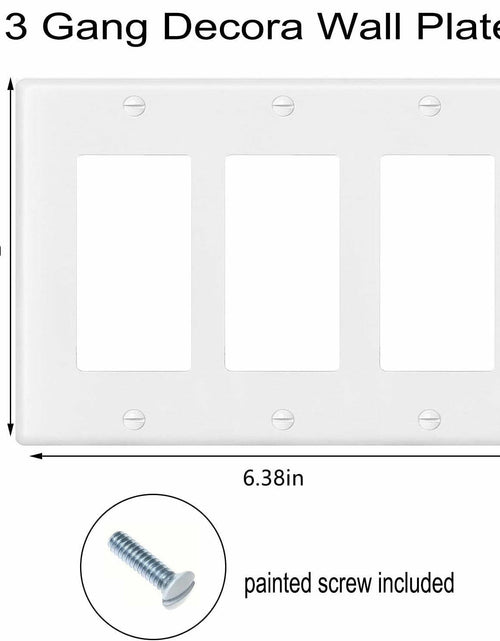Load image into Gallery viewer, VJWEOU Decorative 3-Gang Light Switch Outlet Wall Plate Cover White 3 Pack
