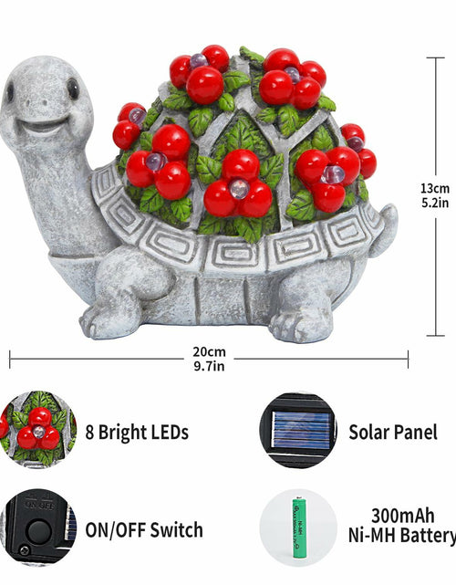 Load image into Gallery viewer, ENOU Solar Garden Turtle Statue Outdoor Patio Yard Decor Large Red Resin
