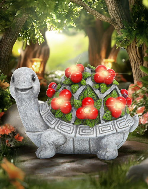 Load image into Gallery viewer, ENOU Solar Garden Turtle Statue Outdoor Patio Yard Decor Large Red Resin
