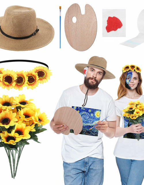 Load image into Gallery viewer, Maiteenly Halloween Couple Costume Set Painting Artist 8 Pcs Yellow Size Adult
