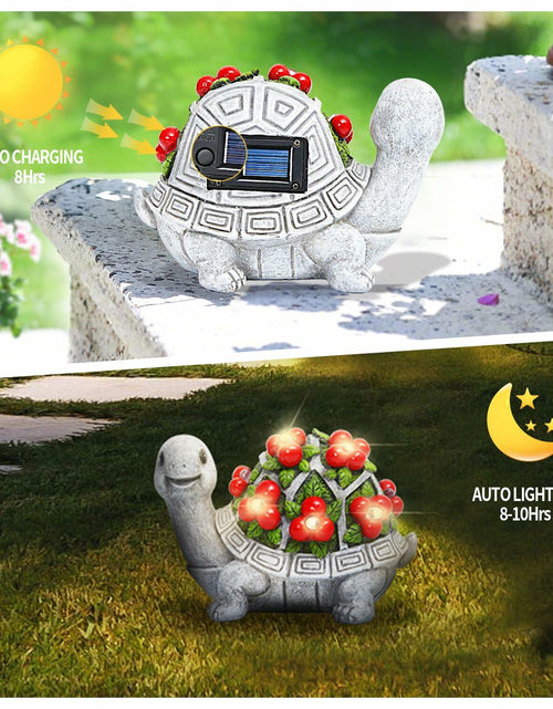 Load image into Gallery viewer, ENOU Solar Garden Turtle Statue Outdoor Patio Yard Decor Large Red Resin
