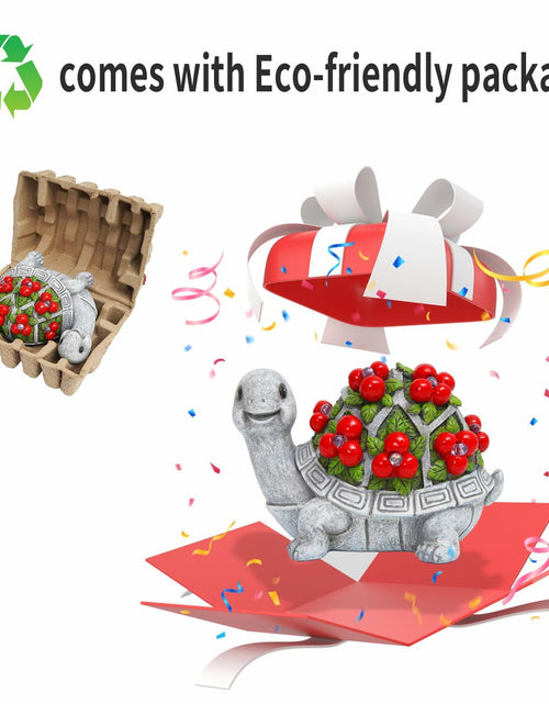 Load image into Gallery viewer, ENOU Solar Garden Turtle Statue Outdoor Patio Yard Decor Large Red Resin
