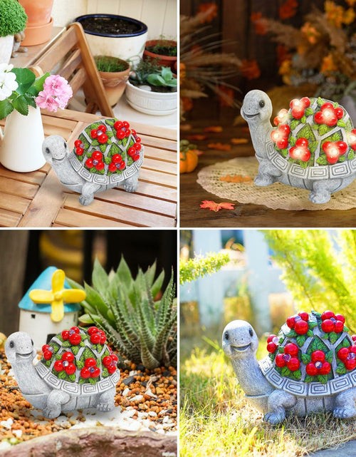 Load image into Gallery viewer, ENOU Solar Garden Turtle Statue Outdoor Patio Yard Decor Large Red Resin
