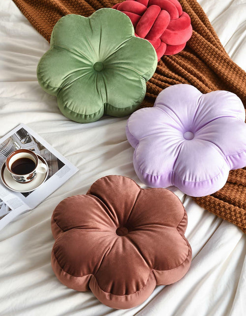 Load image into Gallery viewer, Xuyier Flower Shaped Velvet Throw Pillow 15in Black Floral Modern Decor
