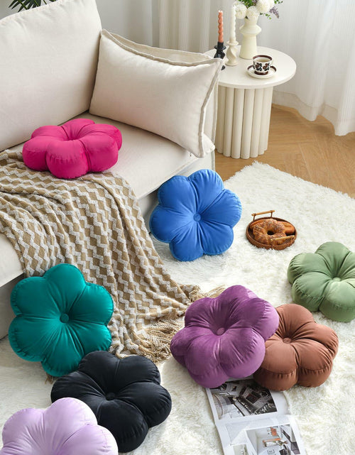 Load image into Gallery viewer, Xuyier Flower Shaped Velvet Throw Pillow 15in Black Floral Modern Decor
