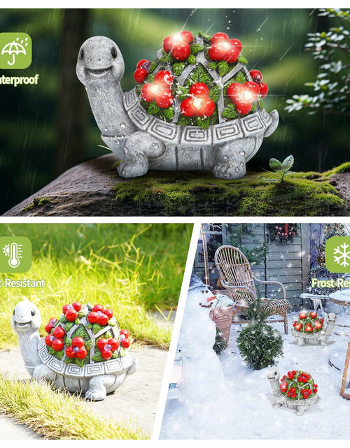 Load image into Gallery viewer, ENOU Solar Garden Turtle Statue Outdoor Patio Yard Decor Large Red Resin
