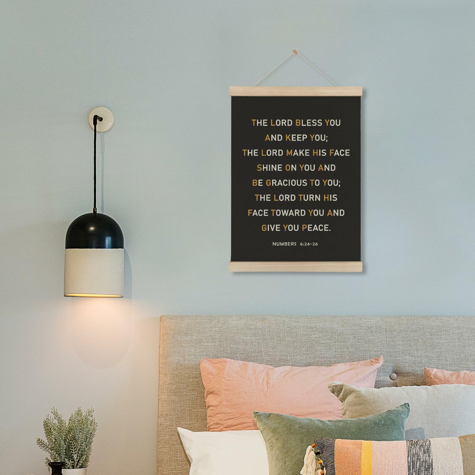 HRQKO Christian Numbers 6 24-26 Wall Art Poster Hanger Frame Black 12x16