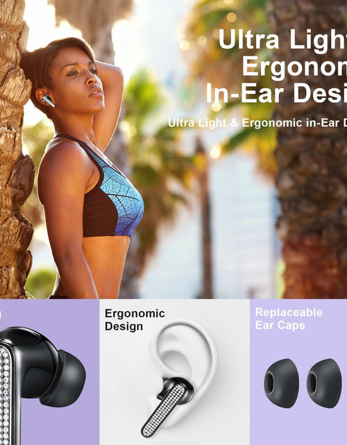 Load image into Gallery viewer, FOHIRES Diamond S Wireless Earbuds Rhinestone Handcrafted Black
