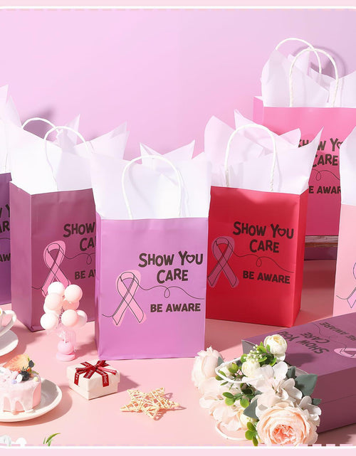 Load image into Gallery viewer, Abbylike 36 Pcs Breast Cancer Awareness Gift Bags Pink Ribbon Pink Color
