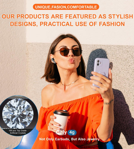 FOHIRES Diamond S Wireless Earbuds Rhinestone Handcrafted Black