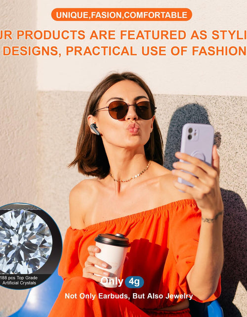 Load image into Gallery viewer, FOHIRES Diamond S Wireless Earbuds Rhinestone Handcrafted Black
