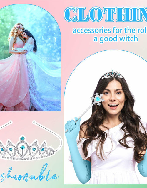 Load image into Gallery viewer, Croknit 16 Pcs Witch Party Favors Blue Pink Princess Crown Wands Gloves

