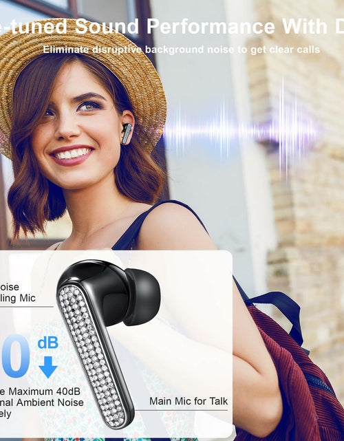 Load image into Gallery viewer, FOHIRES Diamond S Wireless Earbuds Rhinestone Handcrafted Black
