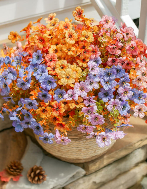 Load image into Gallery viewer, HyeFlora Artificial Fall Flowers Faux Mums with Eucalyptus 12 Bundles Multicolor
