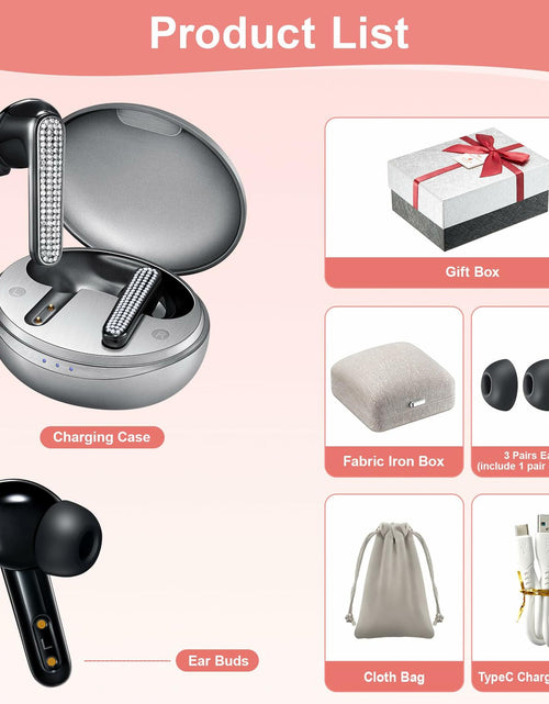 Load image into Gallery viewer, FOHIRES Diamond S Wireless Earbuds Rhinestone Handcrafted Black
