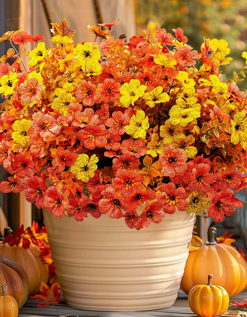Load image into Gallery viewer, Guagb 12 Bundles Artificial Fall Flowers Faux Mums Silk Orange Yellow
