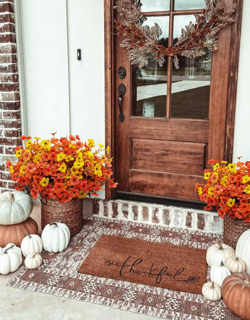 Load image into Gallery viewer, Guagb 12 Bundles Artificial Fall Flowers Faux Mums Silk Orange Yellow
