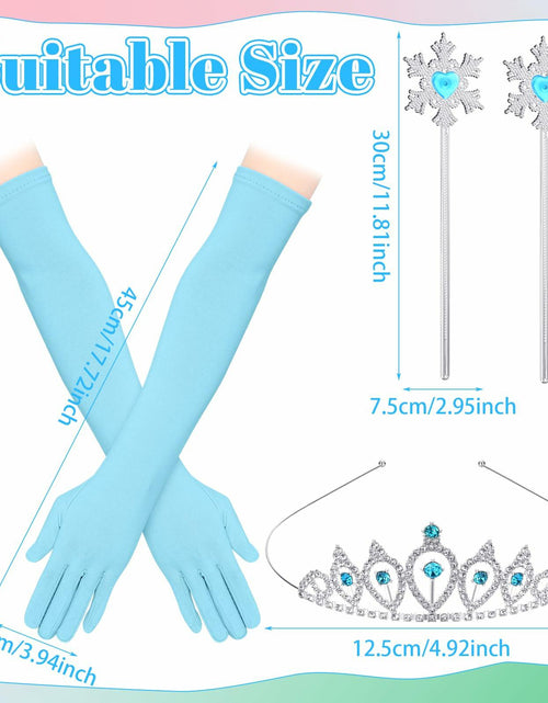 Load image into Gallery viewer, Croknit 16 Pcs Witch Party Favors Blue Pink Princess Crown Wands Gloves
