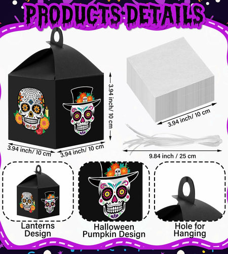 VIHOSE 12 Sets Day of The Dead Sugar Skull Masks Craft Kits Bulk Halloween Decor