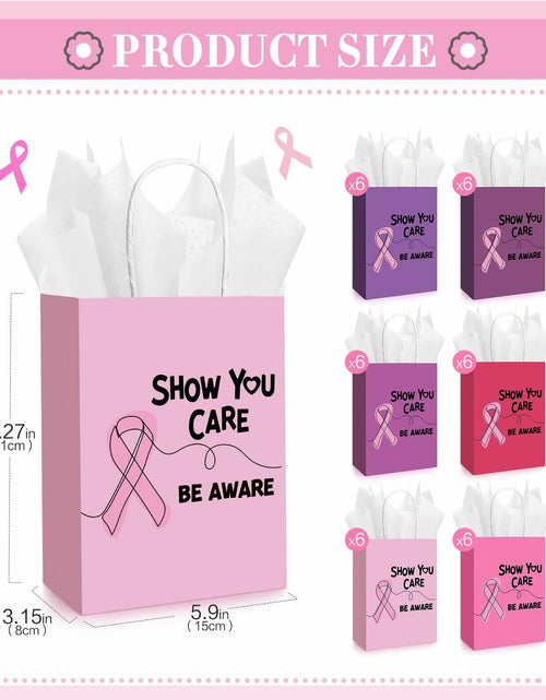 Load image into Gallery viewer, Abbylike 36 Pcs Breast Cancer Awareness Gift Bags Pink Ribbon Pink Color

