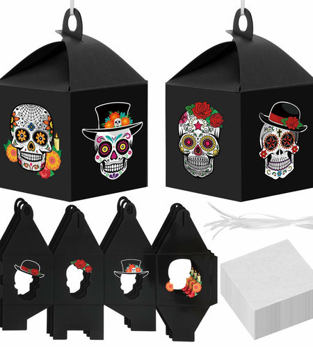 VIHOSE 12 Sets Day of The Dead Sugar Skull Masks Craft Kits Bulk Halloween Decor