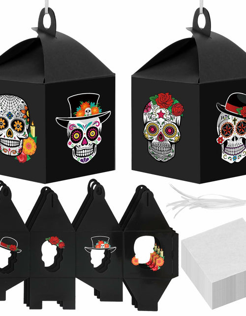 Load image into Gallery viewer, VIHOSE 12 Sets Day of The Dead Sugar Skull Masks Craft Kits Bulk Halloween Decor
