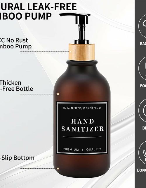 Load image into Gallery viewer, Amorettise Black Plastic Soap Dispenser Bottles 16.9oz 6 Pack Bamboo Pump
