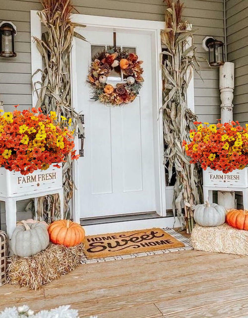 Load image into Gallery viewer, Guagb 12 Bundles Artificial Fall Flowers Faux Mums Silk Orange Yellow
