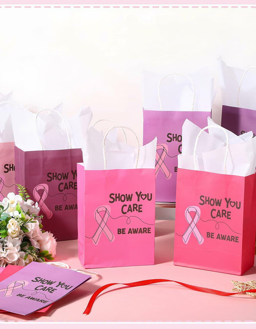 Load image into Gallery viewer, Abbylike 36 Pcs Breast Cancer Awareness Gift Bags Pink Ribbon Pink Color
