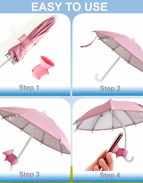 Load image into Gallery viewer, FantasyBear UV Protection Phone Umbrella Adjustable Suction Cup Stand Dark Blue
