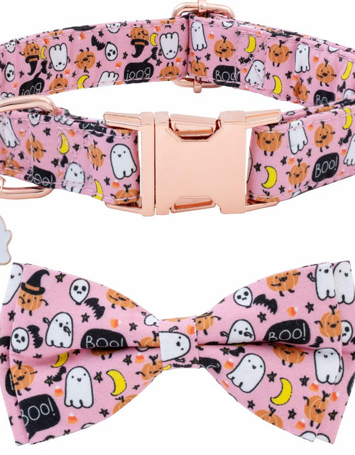 Load image into Gallery viewer, Faygarsle Halloween Dog Collar Pink Cotton Pumpkin Pattern Size S

