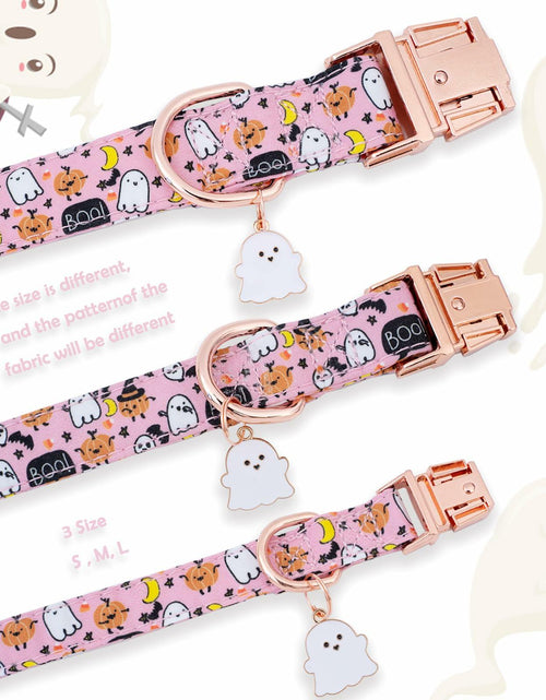 Load image into Gallery viewer, Faygarsle Halloween Dog Collar Pink Cotton Pumpkin Pattern Size S
