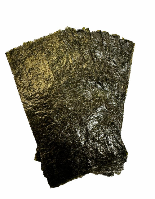 Load image into Gallery viewer, BiggerFish Seaweed Snacks Premium Green Nori Saltwater Fish 20 Half Sheets

