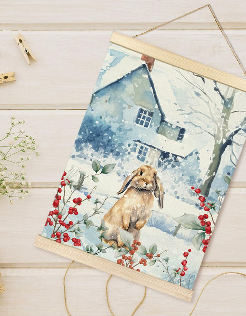 Load image into Gallery viewer, TAEDIN Christmas Poster Hanger 12x16 Bunny Watercolor Wooden Frame Decor
