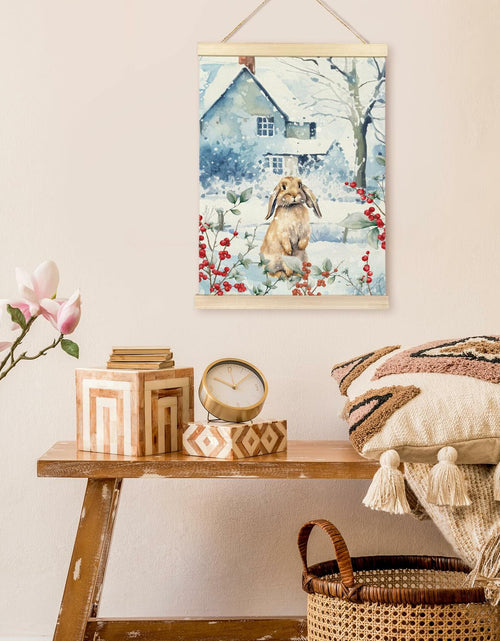 Load image into Gallery viewer, TAEDIN Christmas Poster Hanger 12x16 Bunny Watercolor Wooden Frame Decor
