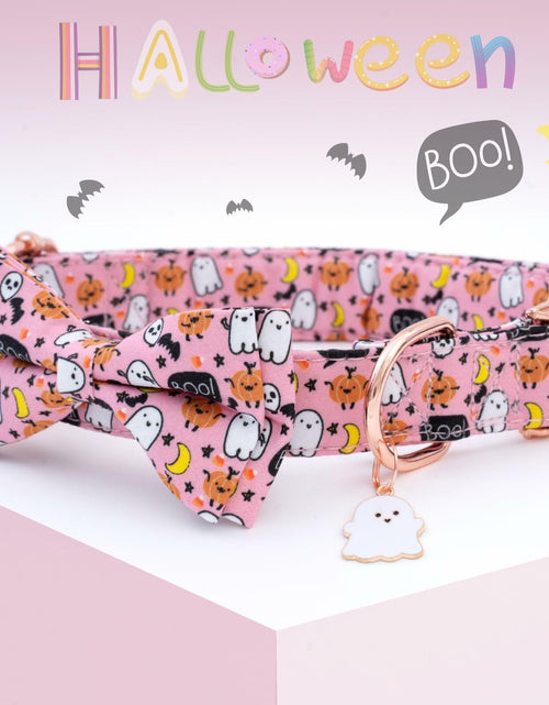 Load image into Gallery viewer, Faygarsle Halloween Dog Collar Pink Cotton Pumpkin Pattern Size S
