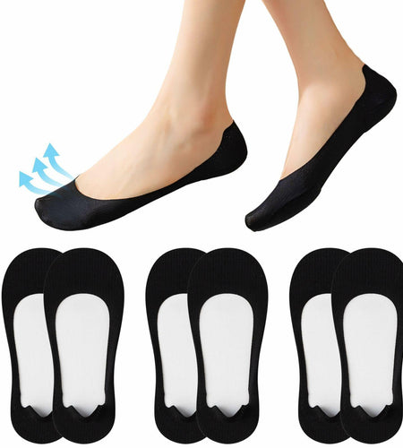 Soxbang 3 Pack No Show Socks Ball-of-Foot Cushion Ultra Low Cut Black Size 5-7.5