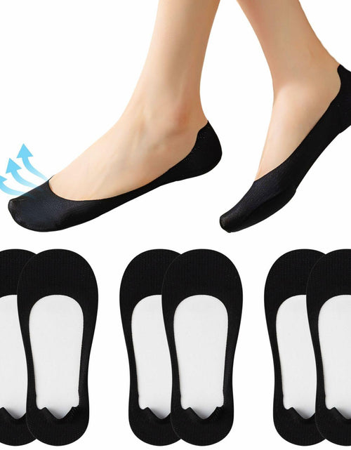 Load image into Gallery viewer, Soxbang 3 Pack No Show Socks Ball-of-Foot Cushion Ultra Low Cut Black Size 5-7.5
