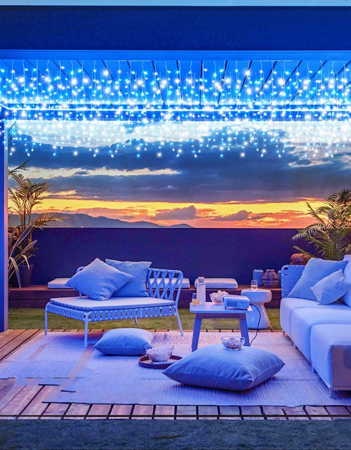 Load image into Gallery viewer, Nielfoi 66ft Icicle Lights 640 LED Blue White Outdoor Indoor Twinkle Curtain
