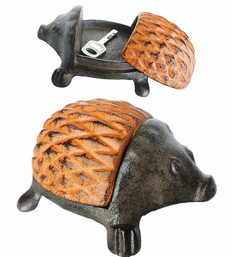 BSTWISH Iron Hedgehog Key Hider Outdoor Garden Decoration Red