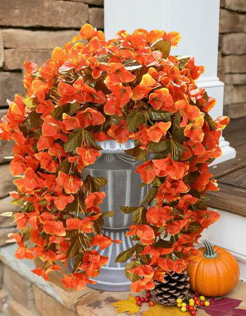 Load image into Gallery viewer, HyeFlora Bougainvillea Artificial Hanging Flowers 2pcs Orange UV Resistant
