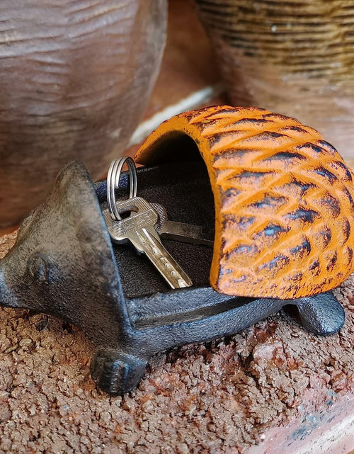 Load image into Gallery viewer, BSTWISH Iron Hedgehog Key Hider Outdoor Garden Decoration Red
