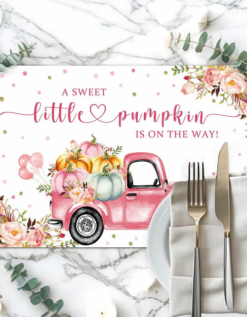 Load image into Gallery viewer, Andrain 50pcs Pumpkin Disposable Paper Placemats 11x17in Pink Flowers
